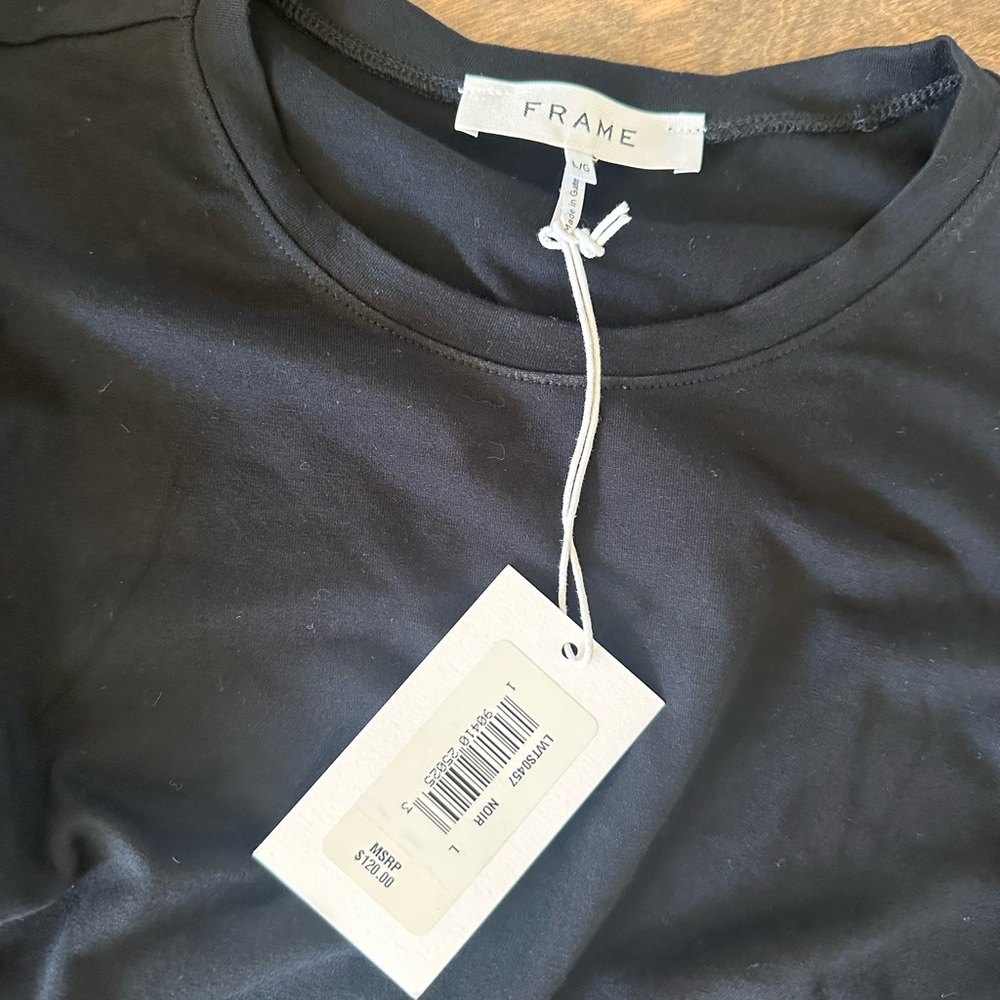 Frame Denim Black Puff Sleeve Tee - Picture 7 of 8